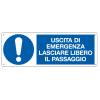 Cartello segnalatore - 35 x 12,5 cm - USCITA DI EMERGENZA LASCIARE LIBERO IL PASSAGGIO - alluminio - Cartelli Segnalatori - E19994K - 8798110019990 - DMwebShop