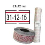 Rotolo da 1000 etichette per Smart - 21 x 12 mm - adesivo permanente - bianco con righe rosse - Pack 10 rotoli - Printex - 2112rbp6st - 8034049914600 - DMwebShop