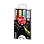 Marcatore a gesso liquido Uni Chalk Marker punta tonda 1,8,2,5 mm busta 4 pezzi - 3652
