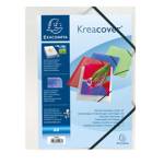 Cartella 3 lembi con elastico angolare Kreacover A4 dorso 1,5 cm PP bianco trasparente - 3462