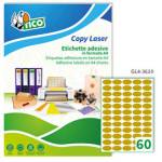 Etichette adesive ovali GL4 in carta permanenti 36 x 20 mm 100 fogli oro satinato - 3528