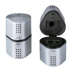 Temperamatite Grip 2001 con contenitore - 3 fori - silver - con doppio serbatoio - Faber Castell - 183800 - 4005401838005 - DMwebShop