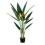 Pianta ornamentale Sterlizia artificiale 12 foglie e 2 fiori 120 cm PE - 25317