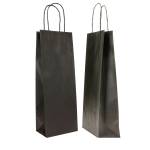 Portabottiglie BARBERA maniglie cordino 14 x 9 x 38 cm carta biokraft nero - 7994