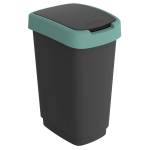 Pattumiera con coperchio basculante - 50 lt - PPL - nero-verde scuro - Rotho - F600322 - 7610859246707 - DMwebShop
