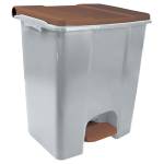 Contenitore mobile Ecoconti a pedale 60 lt plastica riciclata grigio marrone - 27496