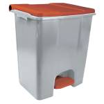 Contenitore mobile Ecoconti a pedale 60 lt plastica riciclata grigio rosso - 27488