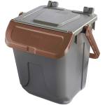 Contenitore portarifiuti Ecology con sportello e maniglione 25 lt grigio bruno - 27504