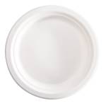 Piatto piano monouso rotondo diametro 18 cm canna da zucchero bianco Signor Bio - 27214