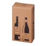Scatola Wine Pack 2 bottiglie 20,4 x 10,8 x 36,8 cm cartone doppia onda avana - 27402