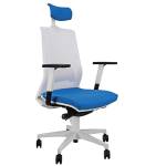 Poltrona semidirezionale Light LLBPG con braccioli regolabili e poggiatesta blu chiaro bianco - 28285