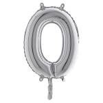 Palloncino numero 0 H 36 cm mylar argento - 29173