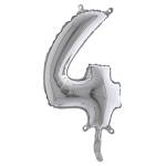 Palloncino numero 4 H 36 cm mylar argento - 29169