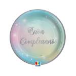 Piatto Soft Rainbow Buon Compleanno diametro 18 cm carta - 29144