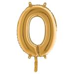 Palloncino numero 0 H 36 cm mylar oro - 29270