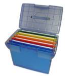 Valigetta Arianna blu traslucido con 5 cartelle sospese Joker interasse 33 cm 37x25x30 cm colori assortiti - 16245