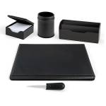 Servizio scrittoio William - ecopelle - 5 componenti - nero - City Time - 60451 - 8002787604510 - DMwebShop