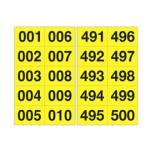 Numero adesivo da 001 a 500 - 45 x 24 mm - 10 etichette per foglio - 50 fogli - nero-giallo - Cartelli Segnalatori - 908.25 - 8409082101841 - DMwebShop