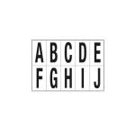 Lettere adesive da A a J in PVC 70 x 124 mm 10 etichette per foglio 1 foglio nero bianco - 12298