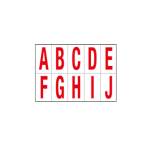 Lettere adesive da A a J in PVC 70 x 124 mm 10 etichette per foglio 1 foglio rosso bianco - 12450