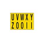 Lettere adesive da U a Z in PVC 70 x 124 mm 10 etichette per foglio 1 foglio nero giallo - 12481