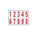 Numeri adesivi da 0 a 9 in PVC 56 x 99 mm 10 etichette per foglio 1 foglio rosso bianco - 12548