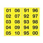 Numero adesivo da 01 a 99,44 x 34 mm 10 etichette per foglio 10 fogli nero giallo - 12409