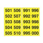 Numero adesivo da 501 a 999,45 x 24 mm 10 etichette per foglio 50 fogli nero giallo - 12371