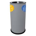 Contenitore tondo per raccolta differenziata 3 scomparti 70 lt grigio - 20213