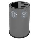 Contenitore tondo per raccolta differenziata con divisiorio bicchieri 50 lt grigio - 20185