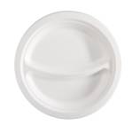 Piatto piano a 2 scomparti monouso rotondo diametro 23 cm canna da zucchero bianco Signor Bio BPC005BIO50B - 18130