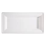 Piatto piano monouso rettangolare 26 x 13 cm canna da zucchero bianco - 18211