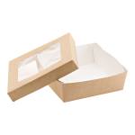 Scatola da asporto con finestra trasparente 14 x 14 x 5 cm carta kraft PE avana - 18063