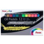 Pastelli a olio lunghezza 60 mm colori fluo e metal assortiti astuccio 12 pezzi - 22828