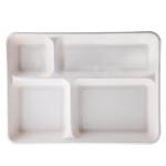 Vassoio biodegradabile 4 scomparti 37 x 27 x 3,6 cm canna da zucchero bianco - 24916