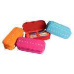 Astuccio 2 zip Monocromo 21 x 5 x 9 cm silicone poliestere colori assortiti - 27569