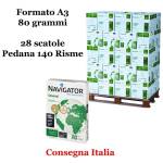 Carta bianca per stampanti multifunzione A3,80 gr Scatole da 5 risme 140 Risme Navigator - 688