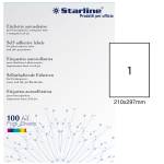 Etichetta adesiva in carta permanente 210 x 297 mm 1 etichetta per foglio bianco conf 100 fogli A4 Starline X210ODC503 - 4867