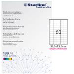 Etichetta adesiva permanente 37,5 x 23,5 mm angoli tondi 60 etichette per foglio bianco conf 100 fogli A4 Starline X210ODA402 - 2272