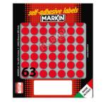 Etichette adesive tonde in carta permanenti diametro 14 mm 10 fogli rosso 63 etichette per foglio - 4942
