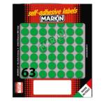 Etichette adesive tonde in carta permanenti diametro 14 mm 63 etichette per foglio 10 fogli verde Markin X10005VE - 4940