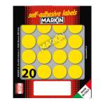 Etichette adesive tonde in carta permanenti diametro 27 mm 20 etichette per foglio 10 fogli giallo Markin 10008GI - 4936