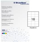 Etichetta adesiva - carta - permanente - 70 x 48 mm - 18 etichette per foglio - bianco - conf. 100 fogli A4 - Starline - X210ODC517 - 8025133013750 - DMwebShop