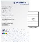 Etichetta adesiva - carta - permanente - 105 x 48 mm - 12 etichette per foglio - bianco - conf. 100 fogli A4 - Starline - X210ODC504 - 8025133013798 - DMwebShop