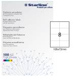 Etichetta adesiva - carta - permanente - 105 x 72 mm - 8 etichette per foglio - bianco - conf. 100 fogli - A4 - Starline - X210ODC502 - 8025133013828 - DMwebShop