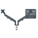 Braccio salvaspazio per 2 monitor e laptop grigio scuro - 1023