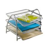 Vaschetta portacorrispondenza Mesh - 3 ripiani - 34 x 29 x 24,5 cm - rete metallica - argento - Alba - MESHTRAY3/M - 8012212923857 - DMwebShop