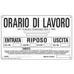 Cartello segnalatore - 30 x 20 cm - ORARIO DI LAVORO - alluminio - Cartelli Segnalatori - 3301 - 8769223301913 - DMwebShop