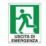 Cartello segnalatore 25 x 31 cm USCITA DI EMERGENZA sinistra alluminio - 10265