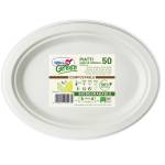 Piatto piano monouso ovale 26 x 19,5 cm cellulosa bianco Green - 9212